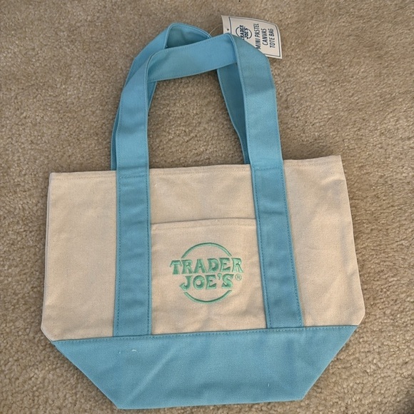 Trader Joe's Handbags - Trader Joe’s Pastel Blue Mini Canvas Tote Bag
